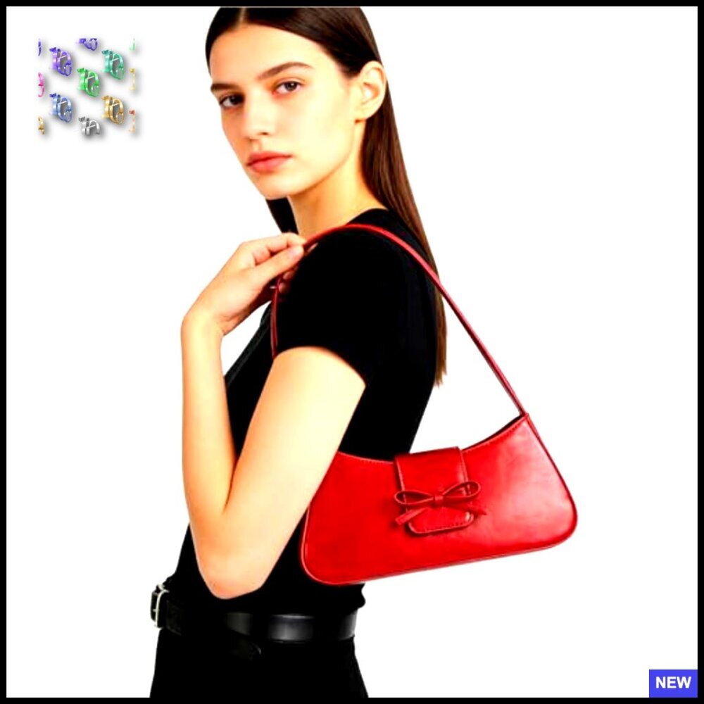 Coquette Bow Purse Y2K Mini Hobo Handbag Faux Leather Small Shoulder Bag - Picture 4 of 7